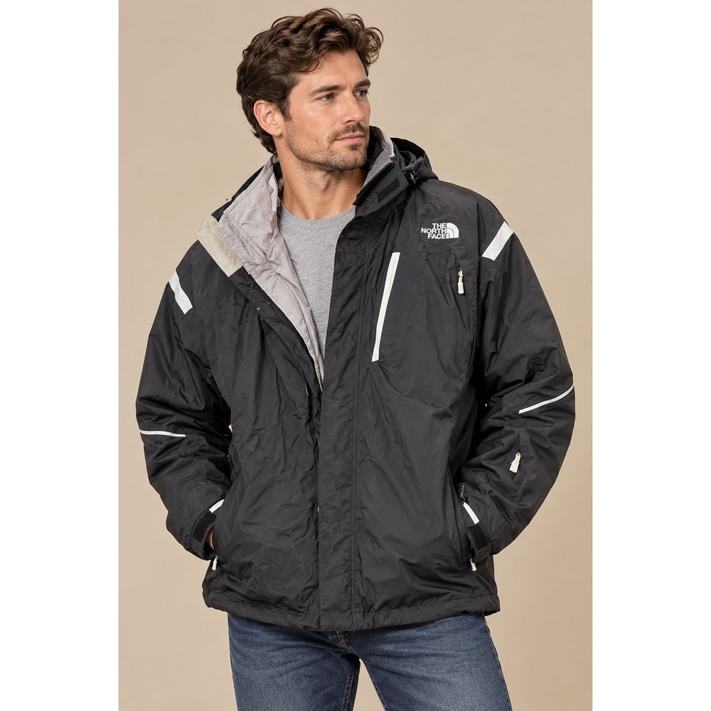The North Face Mens Ski Jacket XXL Black HyVent Insulated Hooded Winter Coat